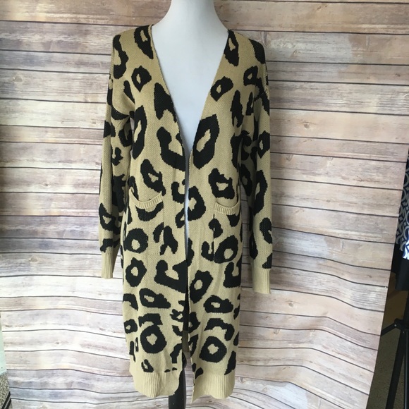 Angfashion Sweaters - Angashion Animal Print Long Open Front Cardigan